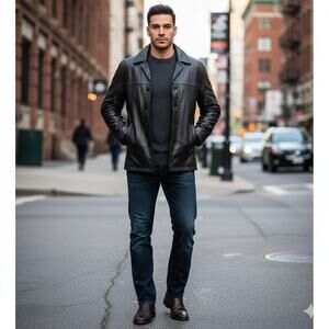 M. Julian Wilsons men removable Thinsulate insulation Black Leather jacket Sz L